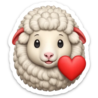 make an emoji with a red sheep. but make a sheep with a heart. but make it more animated like from animated movie sticker