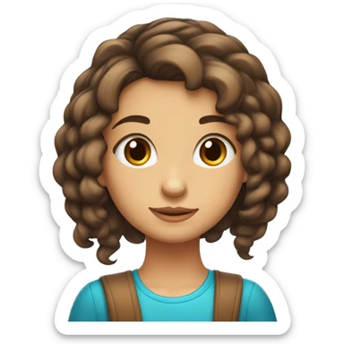 Menina cabelo castanho longo e meio curto com olhos azuis Cartoon  sticker