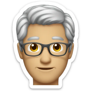 men glasses grey hair no facial hair mid 30 sticker