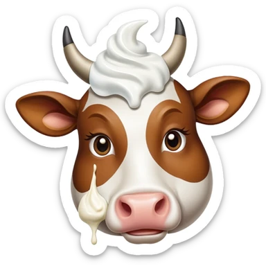 Cow with an earring and a yogurt sticker
