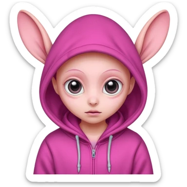 Aliens Pink, hoodie, cute big eyes, big ears sticker