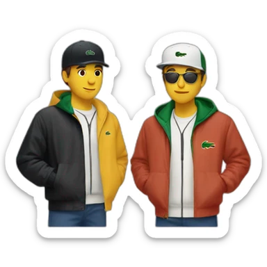 Lacoste latin two friends with black windbreaker sticker