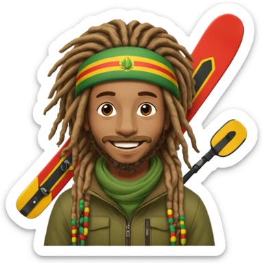 Rastafari with skis sticker