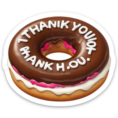 i chocolate donut that says thankyou sticker