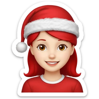 girl with red xmas hat sticker