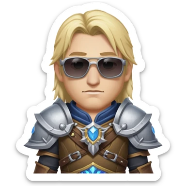 Arthas from World of warcraft paladin wearing sunglasses sticker