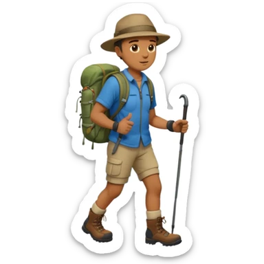 memoji face iphone: men, a solo hiker sticker