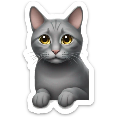 grey cat near door say goodbaye sticker