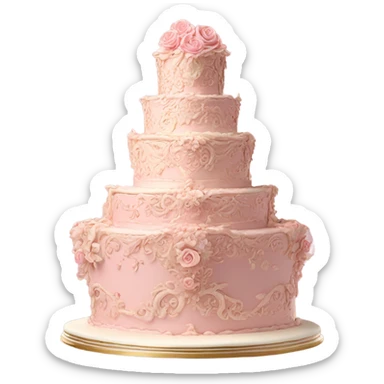 vintage rococo three tier highly detailed pink cake  sticker