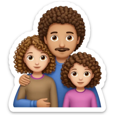 Brown dad with his two daughtersbone who is 5 and has curly hair and one who isn3 who has curly hair brown also sticker