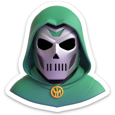 Doctor Doom with metal mask and green hood sticker