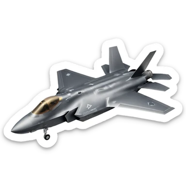 Realistic F-35 fighter jet in flight with no background. sticker