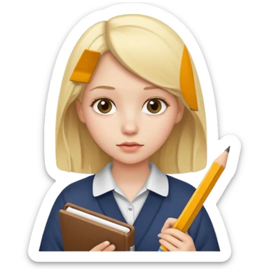 Blonde girl studyng sticker