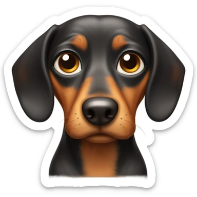 weiner dog with sad weepy eyes sticker