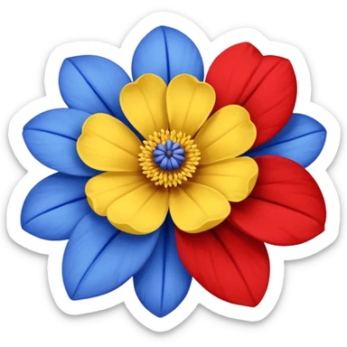 One Yellow flower and one blue flower with red band  sticker