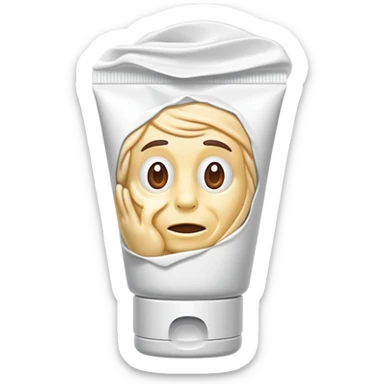 hand cream tube that is empty and crumpled, very wrinkled, cap still on, looks used up sticker