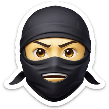Clash of Clans aesthetic Comical Ninja Portrait Emoji, Head tilted dramatically with an exaggerated, fun expression and wide, comically expressive eyes peeking from a partially lifted mask, featuring a lean, agile form with playful stealth and natural skin tone, Simplified yet humorously expressive features, highly detailed, glowing with a slightly sassy shadowy glow, high shine, dramatic yet playful, stylized with an air of cheeky ninja mischief, soft glowing outline, capturing the essence of a meme-worthy ninja who blends humor with stealth into viral fame! sticker