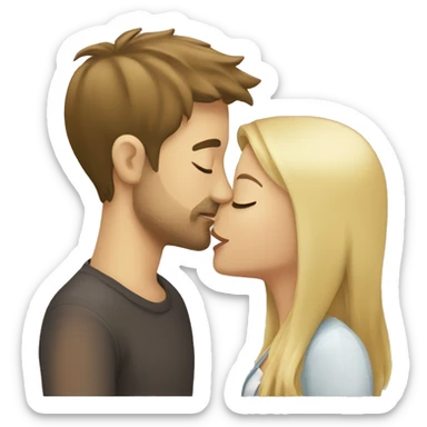 blonde girl kissing brunette guy sticker