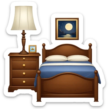 A Cupboard-commode-drawer-night-bed-stand furniture with a night lamp NEAR BED sticker