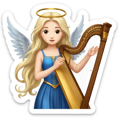 Muse of inspiration with wings and a harp in her hand sticker
