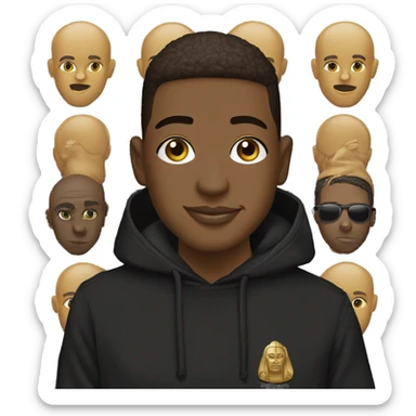 A bald alpha phi alpha man with sphinx on hoodie sticker