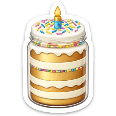 A layered little jar of cake that is gold outline sticker