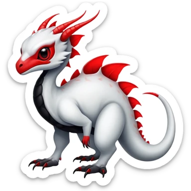 a translucent white with black belly and red eyes exotic edgy vernid-fionbri-creature full body sticker
