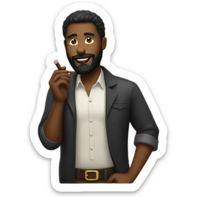 black bearded guy holding a cigarrete sticker