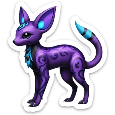 Shiny Dark Edgy Majestic Sophisticated Modern Gothic Gloomy Futuristic Salandit-Umbreon-Espeon-Hybrid (Full body) with pattern-markings sticker