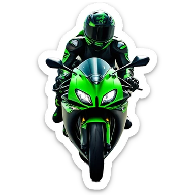  Piloto acenando na estrada de sua Kawasaki Zx10R 2018 preta sticker