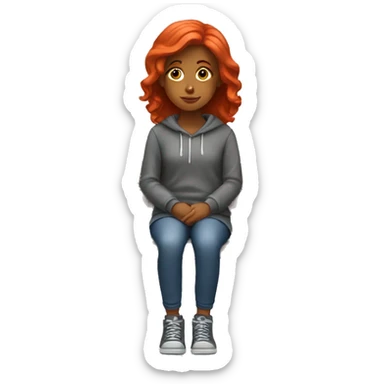 Girl with red hair sitting on bench sticker