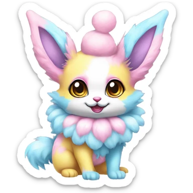 Kawaii Pastel Cotton-Candy-Colored Clown-Eeveelution-Cute-Pokémon-fusion full body sticker