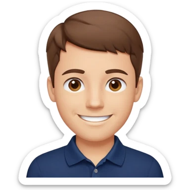 a man with really short and nice hair wearing a navy polo  sticker