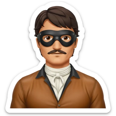 pedro pascal with leather eye mask and leather halter neck blouse sticker