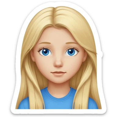 Teenage girl long blonde hair blue eyes sticker
