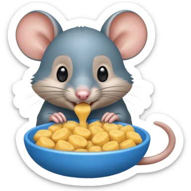 raton gris comiendo gomita redonda azul sticker