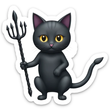 chat démoniaque qui tient un trident sticker