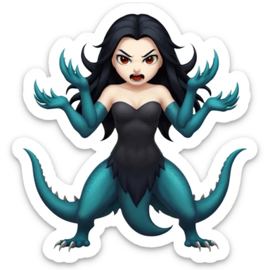 dark angry siren monster, full body sticker