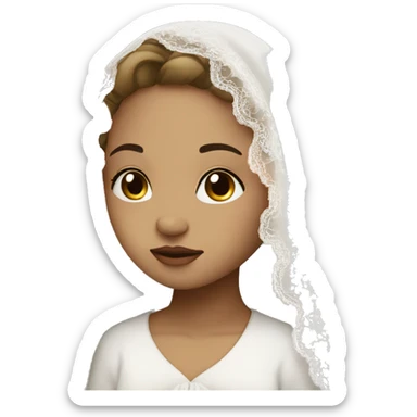 Light skin girl praying with eyes closed and lace white veil  sticker