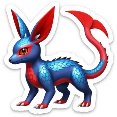  Cute Shiny Exotic Colorful Guilmon-Latias-Koraidon-Umbreon-Fakémon-hybrid-creature (full body)  sticker