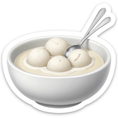 smooth glutinous flour ball in ceramic chinese bowl and spoon sticker
