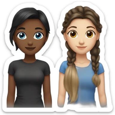 3 best friends, one girl with brown skin and black hair, one girl with blue eyes and blonde hair, and one girl with hazel eyes and brunette hair  sticker