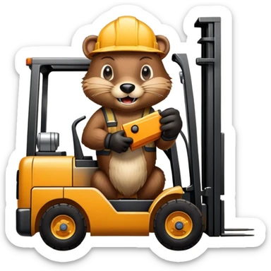 a forklift-driving beaver sticker