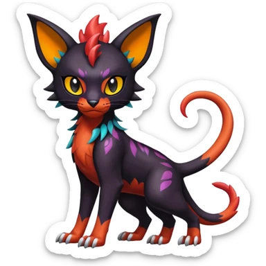 Spooky Colorful Glossy Shiny Liepard-Noivern-Litten-Sprigatito-Pokémon-fusion-creature (full body) sticker