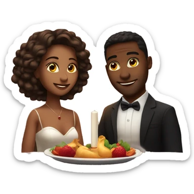 Beautiful couple on Romantic candle lit dinner date sticker