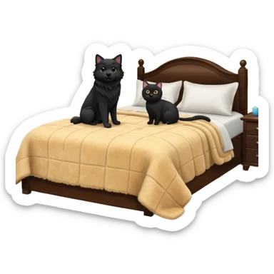 golden retriever and black cat in a bedroom sticker