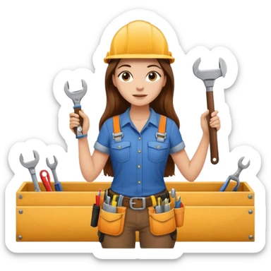 beautiful girl with long brown hair constructing new lounge room sticker