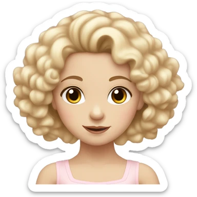 little girl with pale skin curly blonde hair and brown eyes wearing a light pink ballet outfit  sticker