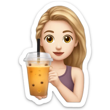 whitegirl-brownlocks-drinking-bubbletea sticker