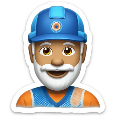 narendra modi in blue indian cricket team jersey with tongue out sticker